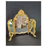 Italian style gilt carved wood triptych mirror