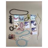 Group of necklace beads, pearls, ceramic beads,