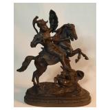 Vintage conquistador on horse spelter sculpture
