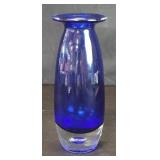 Cavalier style blue cobalt glass vase