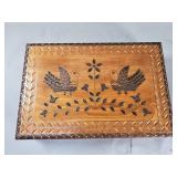 Polish handcrafted carved wood box with brass