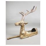 Vintage brass deer planter