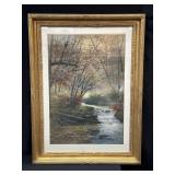 Watercolor on paper autumn landscape romantic