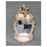 Vintage Syroco resin floral mirror with shelf