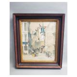 Vintage pencil signed pastel on paper