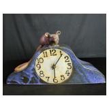 Signed pottery figural mantel clock