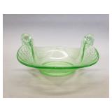 Vintage uranium glass swan candy dish