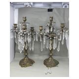 Pair of vintage brass luster candelabrum