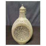 Vintage Persian brass and glass flask