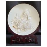 Porcelain floral decorative plate with stand in