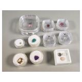 Group of semi precious stones, emerald, a