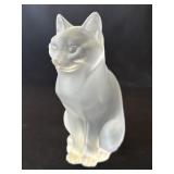 Lalique frosted crystal "Chat Assis" cat figurine
