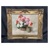 Signed floral still life oil on canvas
