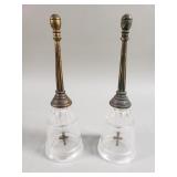 Pair of vintage brass and glass bells
