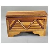 Vintage handmade geometric parquetry wood t