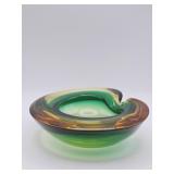 Mid-century modern Murano-style green and amber
