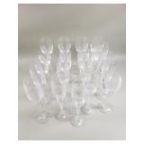 Group of champagne and wine glasses with frosted
