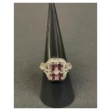 Vintage sterling silver filigree ring with rose