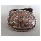 1981 Bull riding  Championship trophy copper and