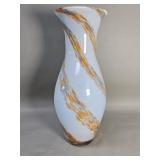 Handblown Murano-style pale blue and multicolor