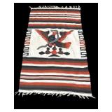 Vintage Mexican hand woven rug blanket