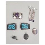 Sterling silver and silver dangle earrings with