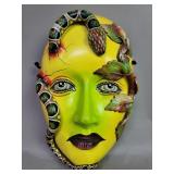 Vintage ceramic hand painted wall mask