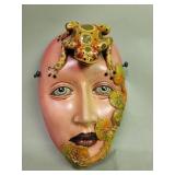 Vintage ceramic hand painted wall mask