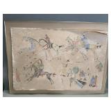 Framed Native American cloth art
