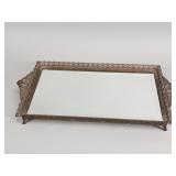 Vintage brass vanity filigree frame perfume tray
