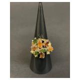 Vintage gold electric plated ring with mixed