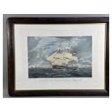 Hand-colored engraving of the  "H.M.S