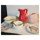 Vintage kitchenware, pitchers, ceramic bowls
