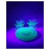 Uranium green depression glass Floral pattern