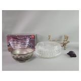 Lead crystal bowl, brass singing bowl, brass