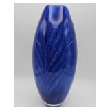 Large hand blown cobalt blue cased art