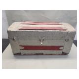 Antique metal and wood streamer trunk