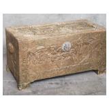 Antique Asian hand carved cedar chest