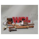 Wood book form coasters, pair of stereoscopes,