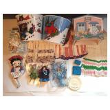 Misc items: Betty Boop clock, Kewpie doll, Grinch