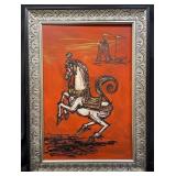 Large framed and signed acrylic on board painting