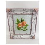 Vintage stained glass peach panel in floral m