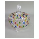 Glass footed covered bowl