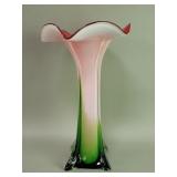 Flower form Murano style hand blown glass vase