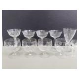 Group of etched glass stemware