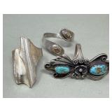 Group of three silver rings