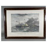 Hand colored etching of H.M. Steam Frigate