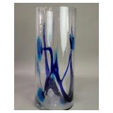 Hand blown glass cylinder form vase