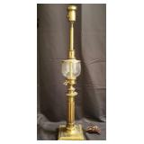 Hollywood Regency-style brass and glass table lamp