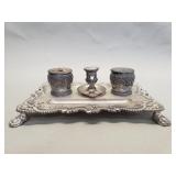 Victorian style silver plate inkwell